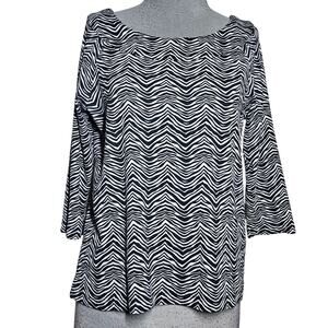Cotton Black and White Lightweight Sweater Size Petite Medium